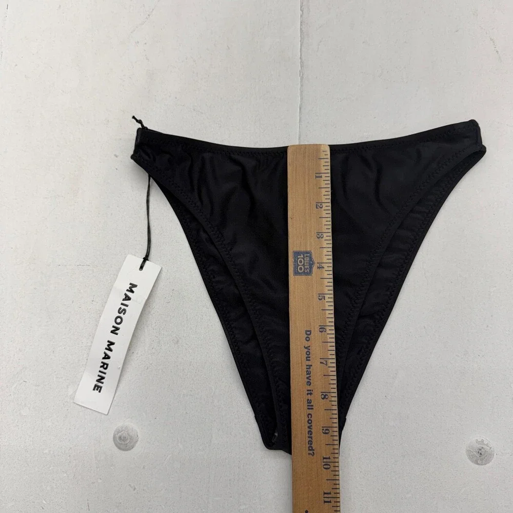 Maison Marine Swim Bottom Womens S Black Bikini High Leg Lined Stretch Quick Dry